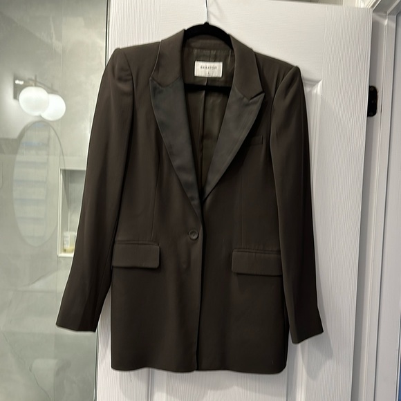 Aritzia Babaton Yates Blazer Tuxedo Jacket Olive Green - Picture 5 of 10